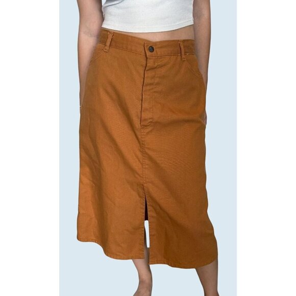 Vintage CANDIE'S Khaki Brown Rust Utility Midi Skirt 80s / 90s Size 25 - Picture 1 of 8